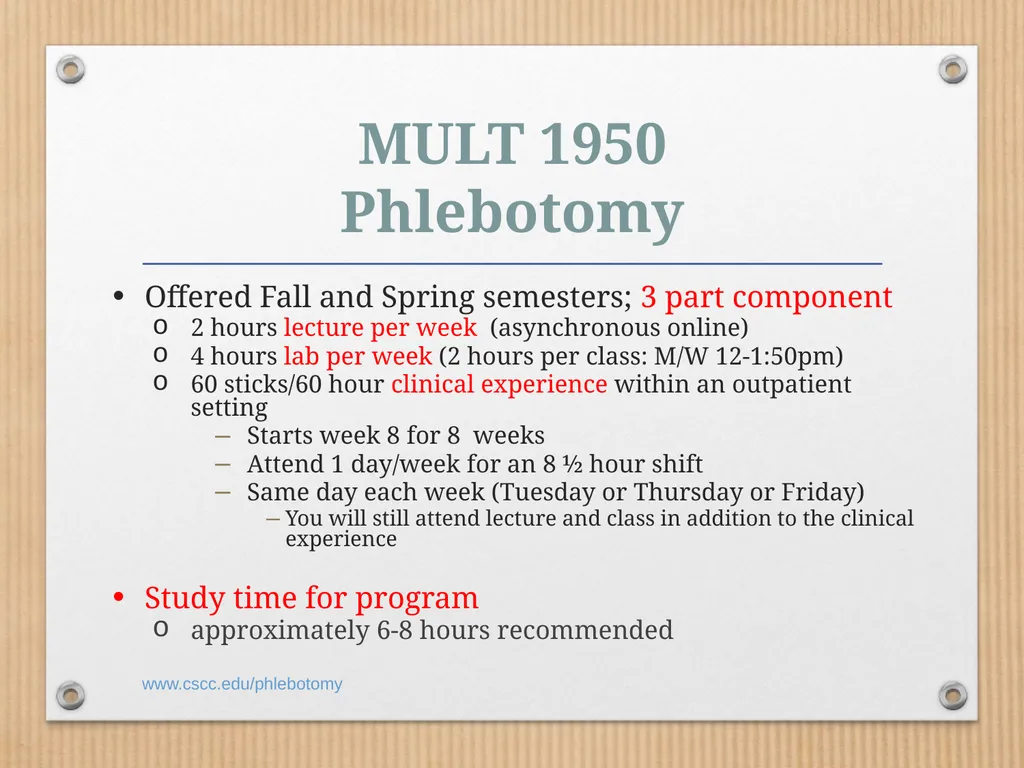 PHLEBOTOMY PROGRAM ON-LINE INFORMATION SESSION - slide 26 of 49