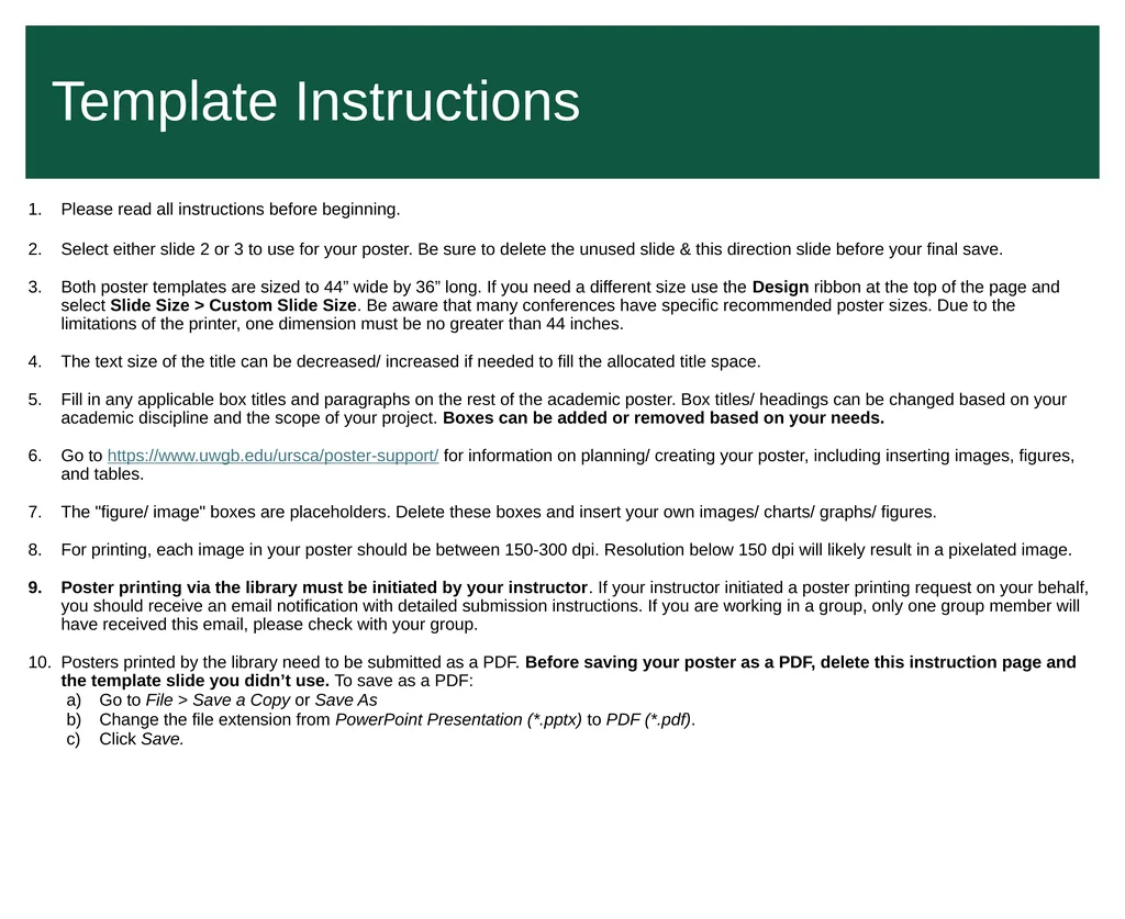 Template Instructions Please read all instructions - slide 1 of 3