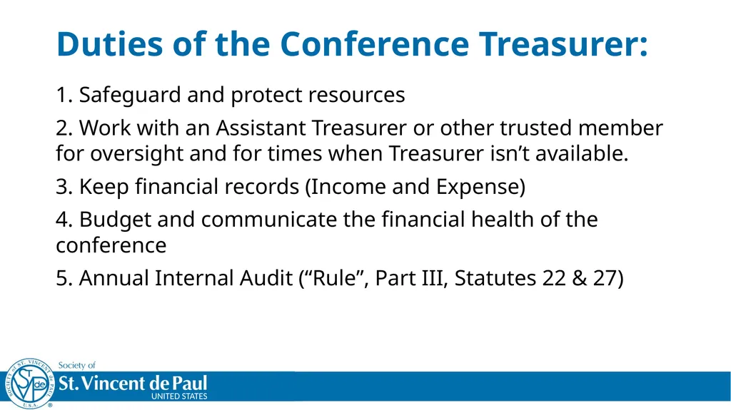 Treasurer’s Training Taken From St. Vincent de - slide 7 of 23
