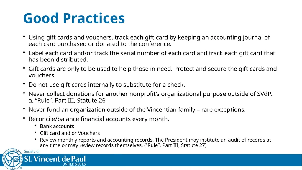 Treasurer’s Training Taken From St. Vincent de - slide 11 of 23