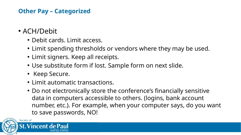 Treasurer’s Training Taken From St. Vincent de - slide 16 of 23