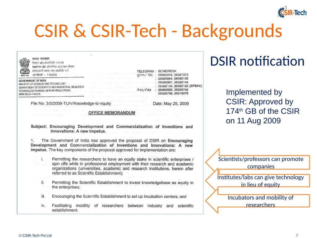 Introduction to CSIR-Tech By Amitabh Shrivastava, - slide 7 of 31