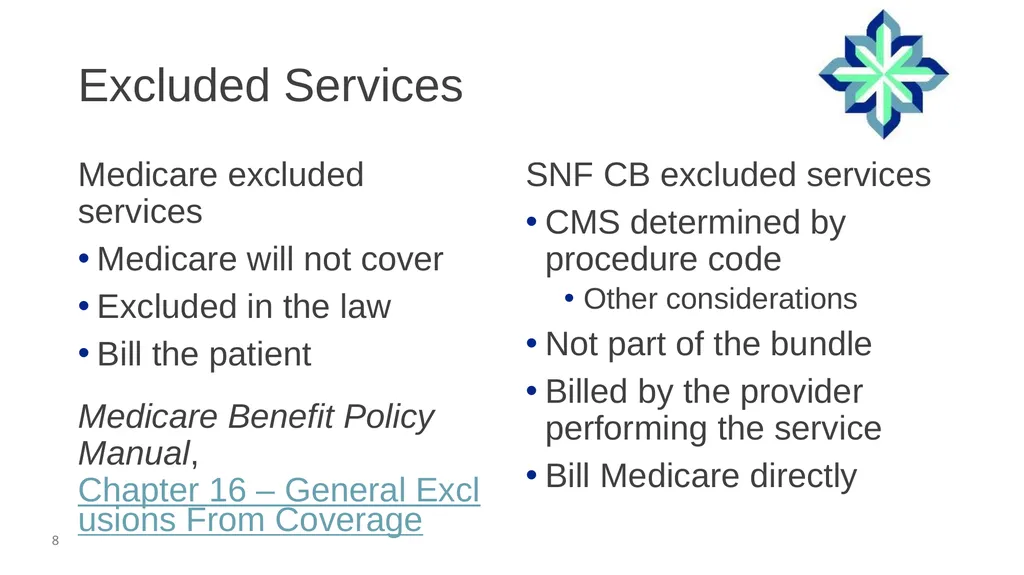 Skilled Nursing Facility Consolidated Billing - slide 8 of 25