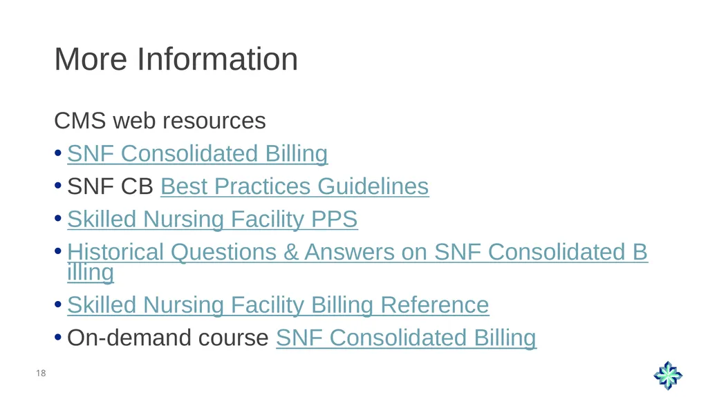 Skilled Nursing Facility Consolidated Billing - slide 18 of 25