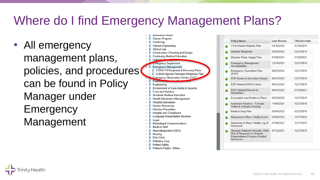 VOLUNTEER ORIENTATION ©2022 Trinity Health, All - slide 46 of 48