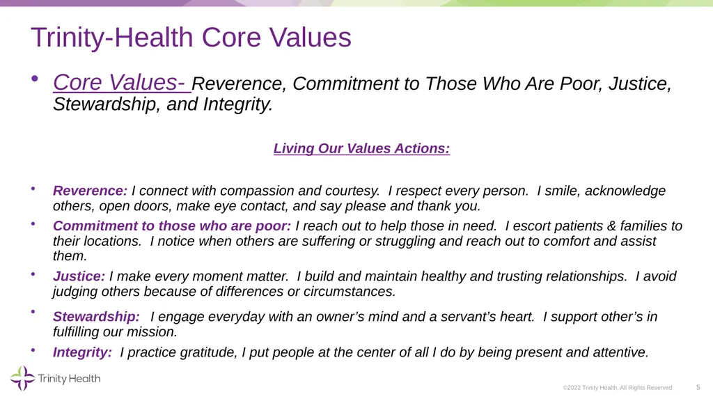 VOLUNTEER ORIENTATION ©2022 Trinity Health, All - slide 5 of 48