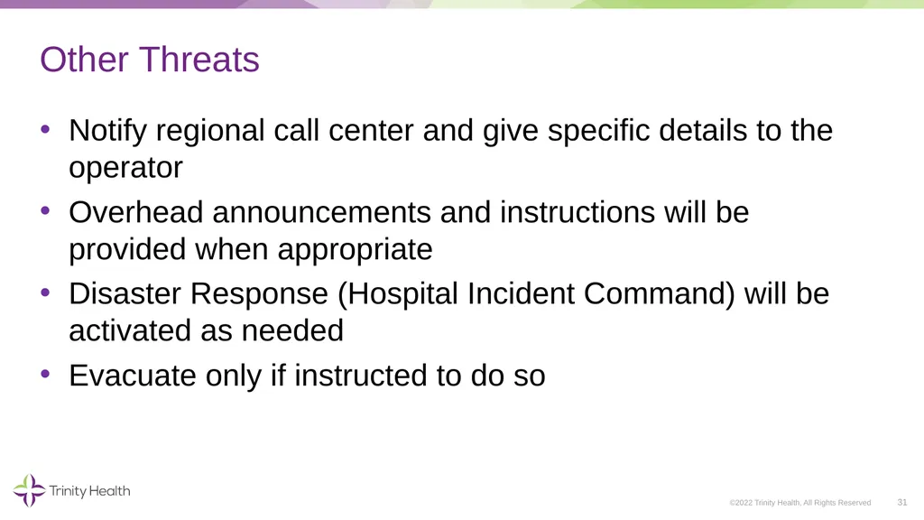 VOLUNTEER ORIENTATION ©2022 Trinity Health, All - slide 31 of 48