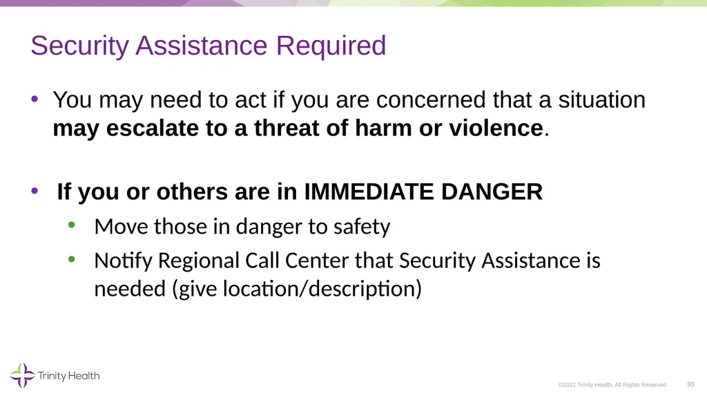VOLUNTEER ORIENTATION ©2022 Trinity Health, All - slide 30 of 48