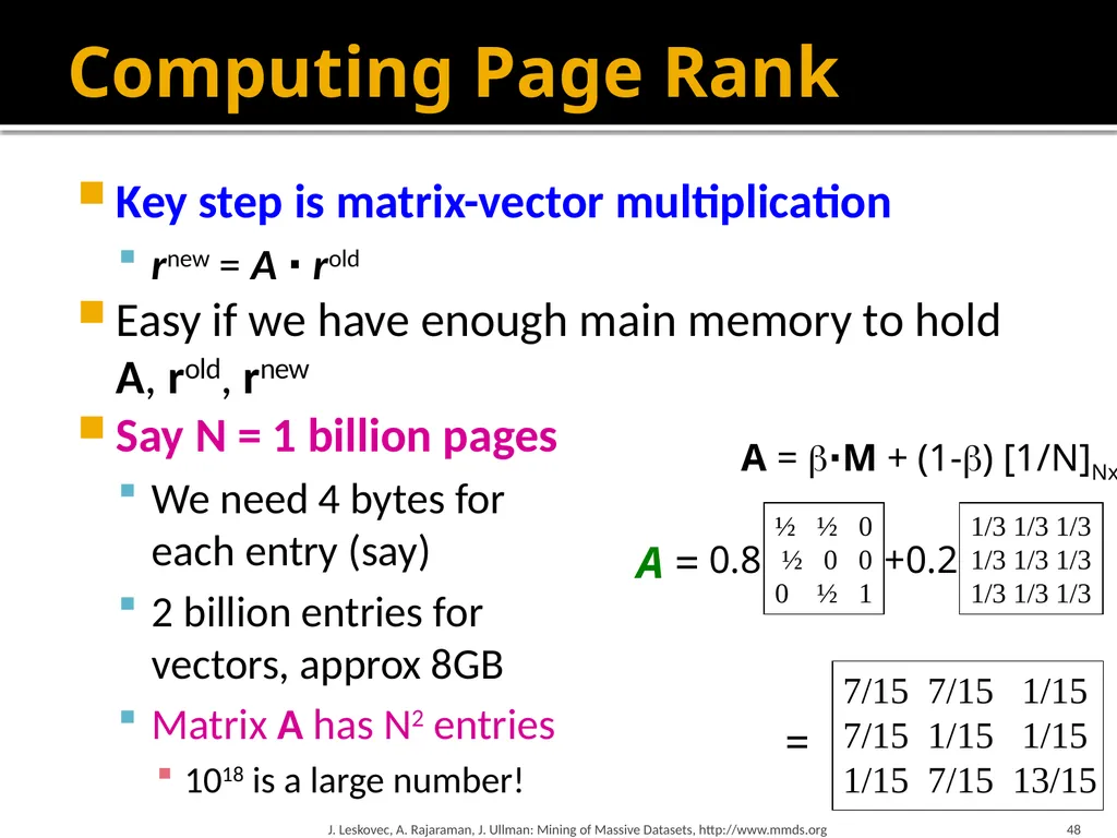 Analysis of Large Graphs: Link Analysis, PageRank - slide 48 of 60