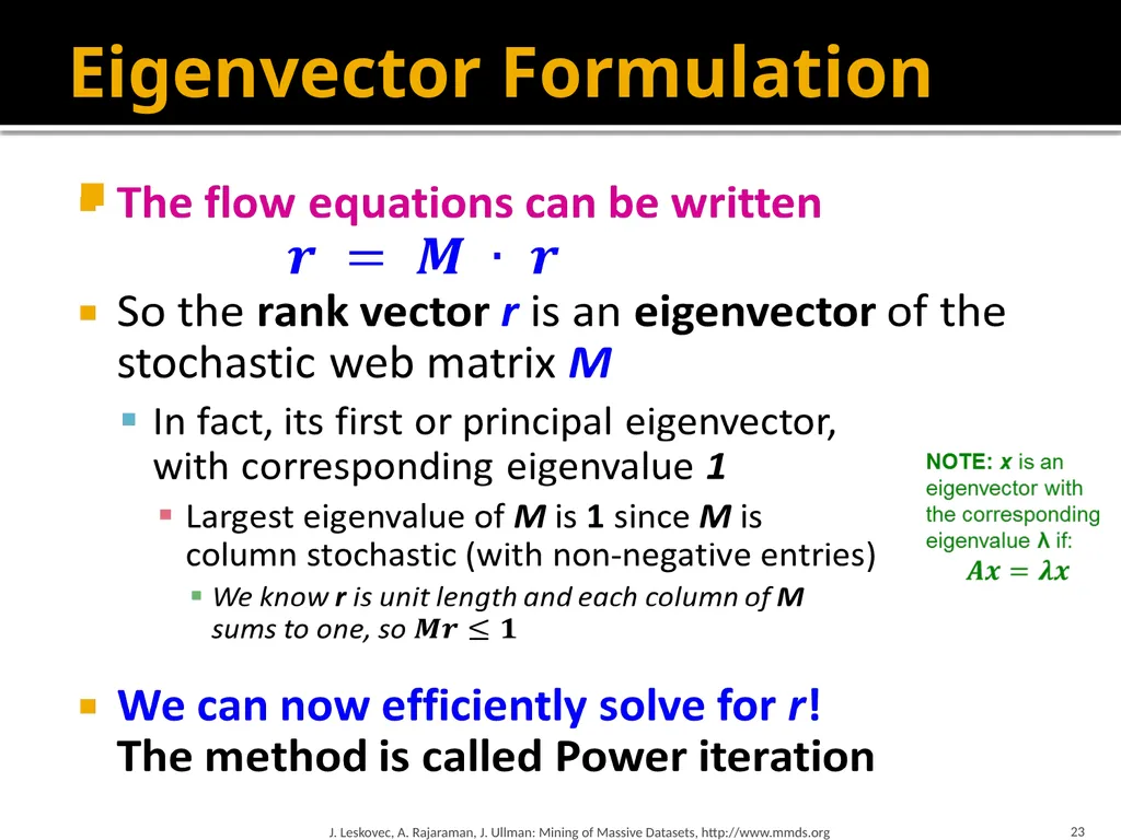 Analysis of Large Graphs: Link Analysis, PageRank - slide 23 of 60