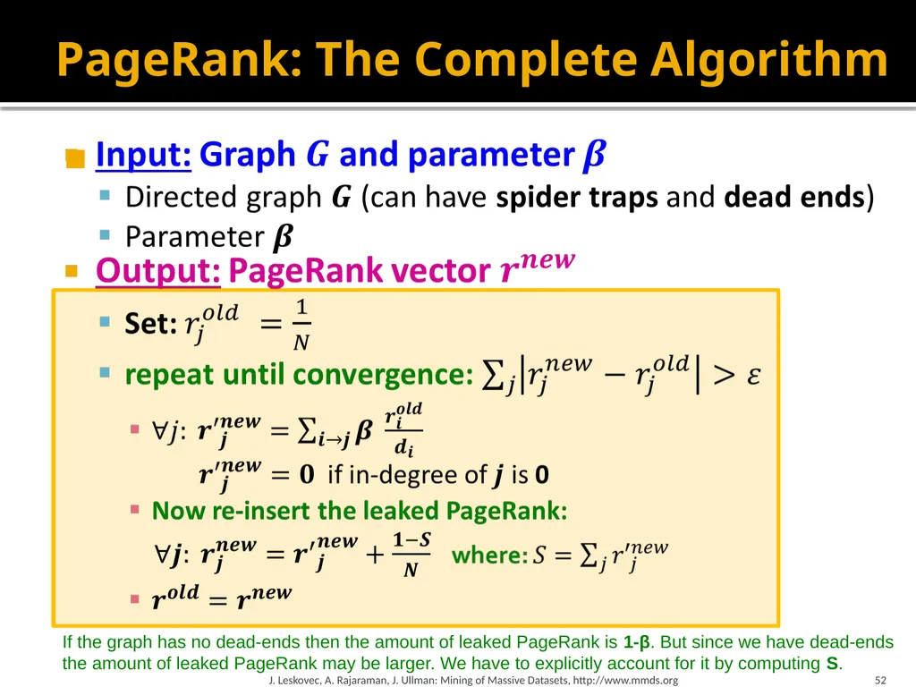 Analysis of Large Graphs: Link Analysis, PageRank - slide 52 of 60