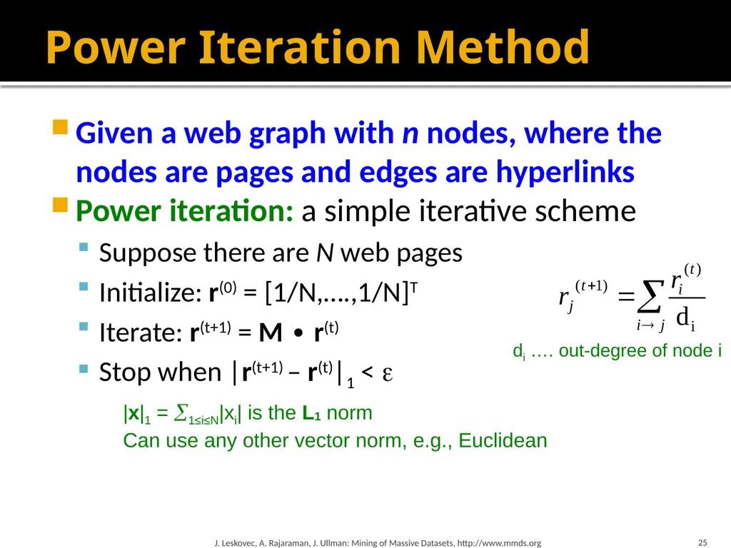 Analysis of Large Graphs: Link Analysis, PageRank - slide 25 of 60