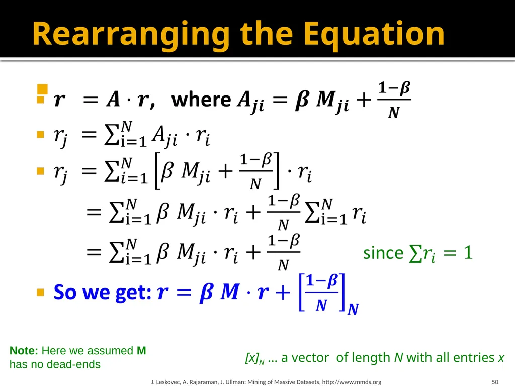 Analysis of Large Graphs: Link Analysis, PageRank - slide 50 of 60