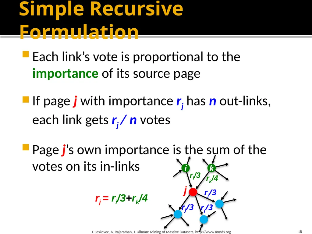 Analysis of Large Graphs: Link Analysis, PageRank - slide 18 of 60
