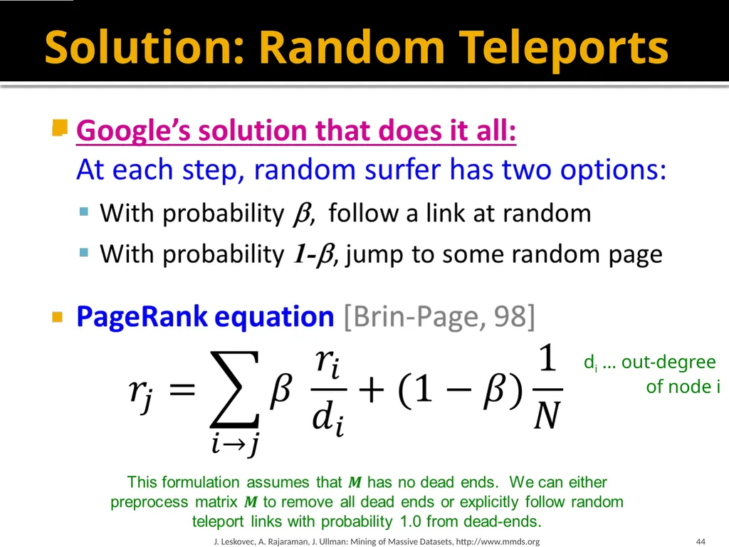 Analysis of Large Graphs: Link Analysis, PageRank - slide 44 of 60