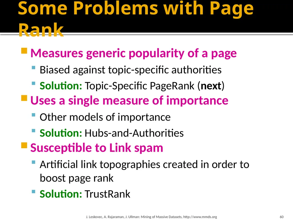 Analysis of Large Graphs: Link Analysis, PageRank - slide 60 of 60