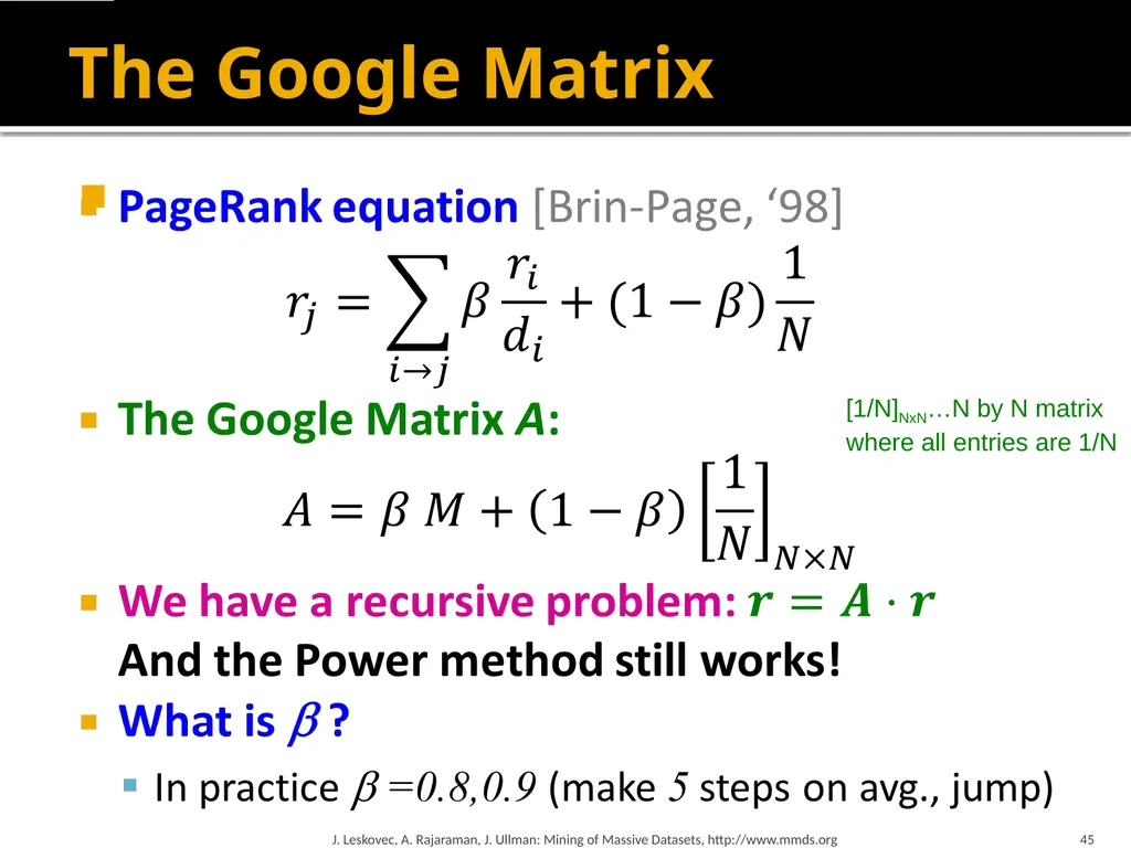 Analysis of Large Graphs: Link Analysis, PageRank - slide 45 of 60