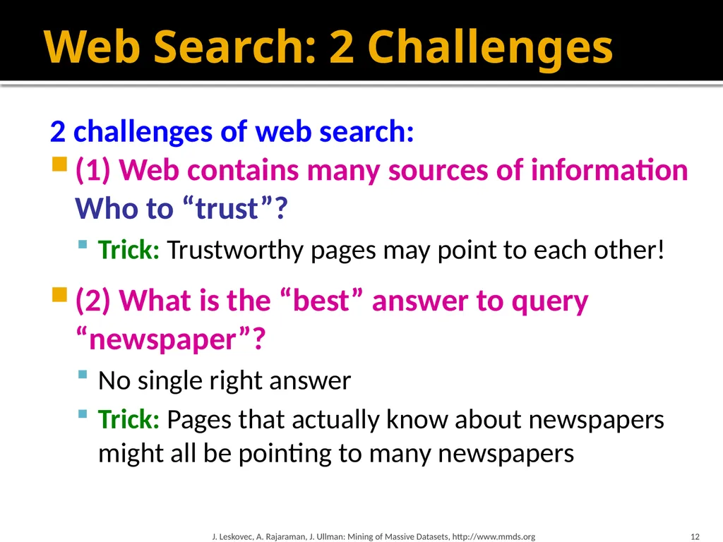 Analysis of Large Graphs: Link Analysis, PageRank - slide 12 of 60