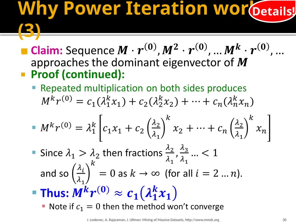 Analysis of Large Graphs: Link Analysis, PageRank - slide 30 of 60