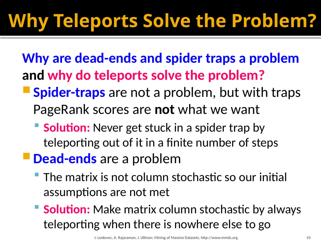 Analysis of Large Graphs: Link Analysis, PageRank - slide 43 of 60
