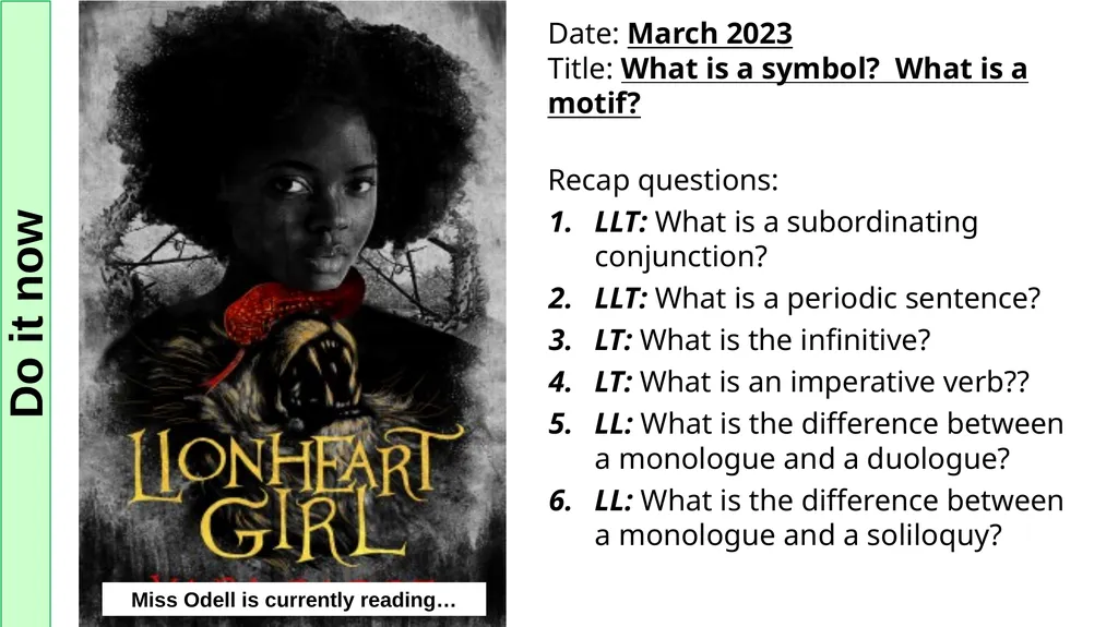 Lesson One Do it now Miss Odell is currently - slide 84 of 107