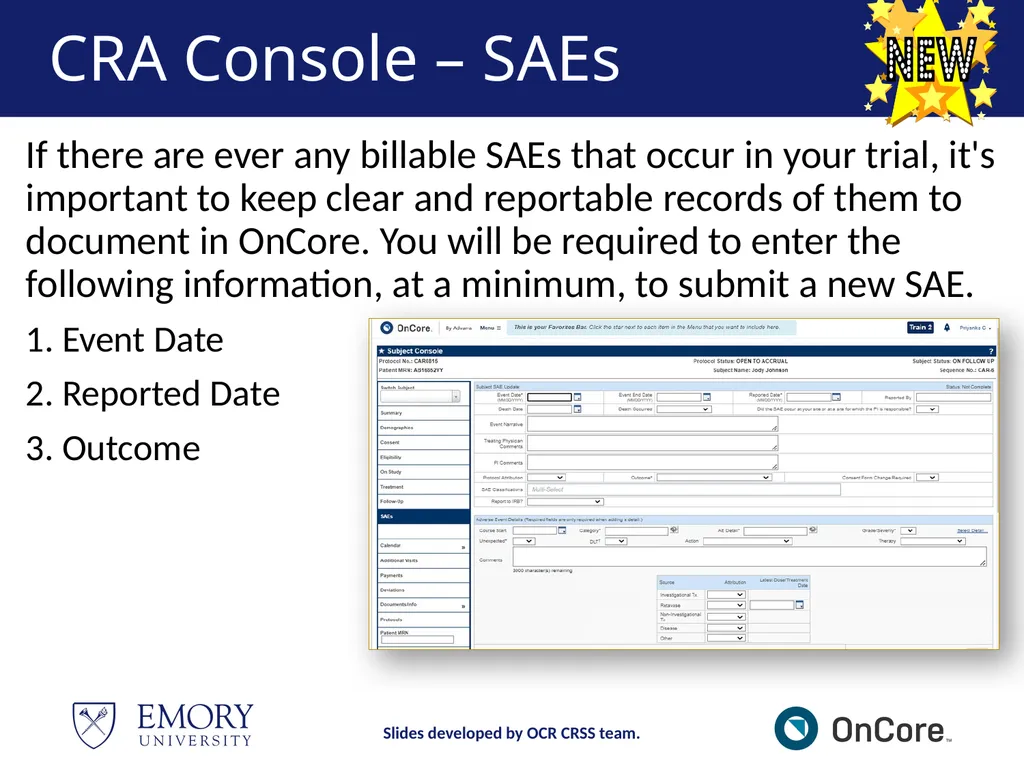 Emory OnCore OnCore Superuser Training *Note: This - slide 40 of 79