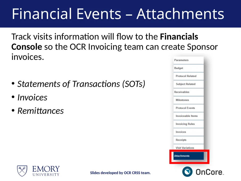 Emory OnCore OnCore Superuser Training *Note: This - slide 59 of 79