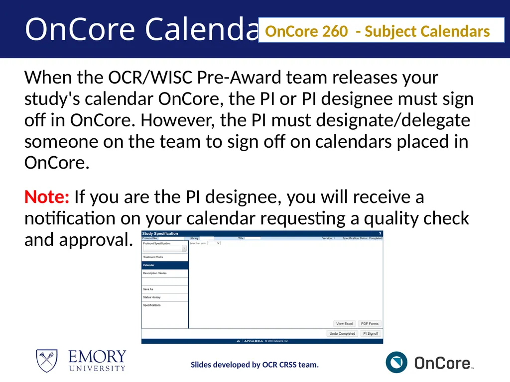 Emory OnCore OnCore Superuser Training *Note: This - slide 24 of 79