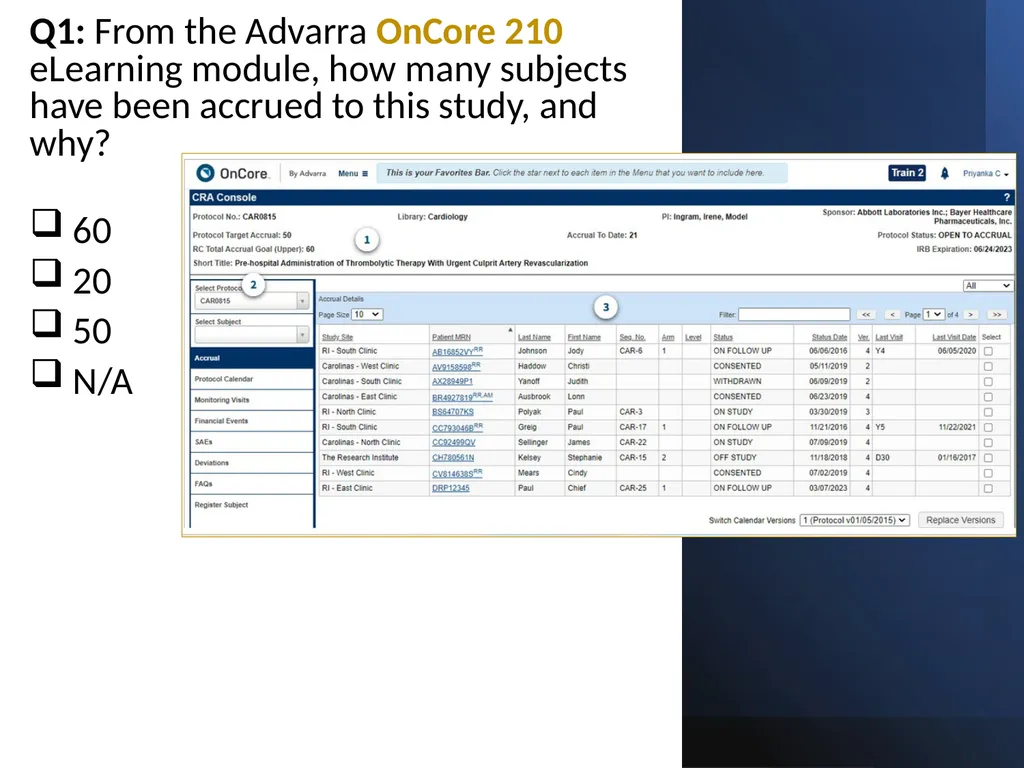 Emory OnCore OnCore New User Training Version 1, - slide 43 of 94
