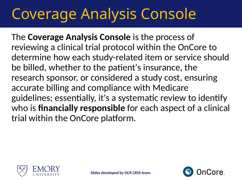Emory OnCore OnCore New User Training Version 1, - slide 37 of 94