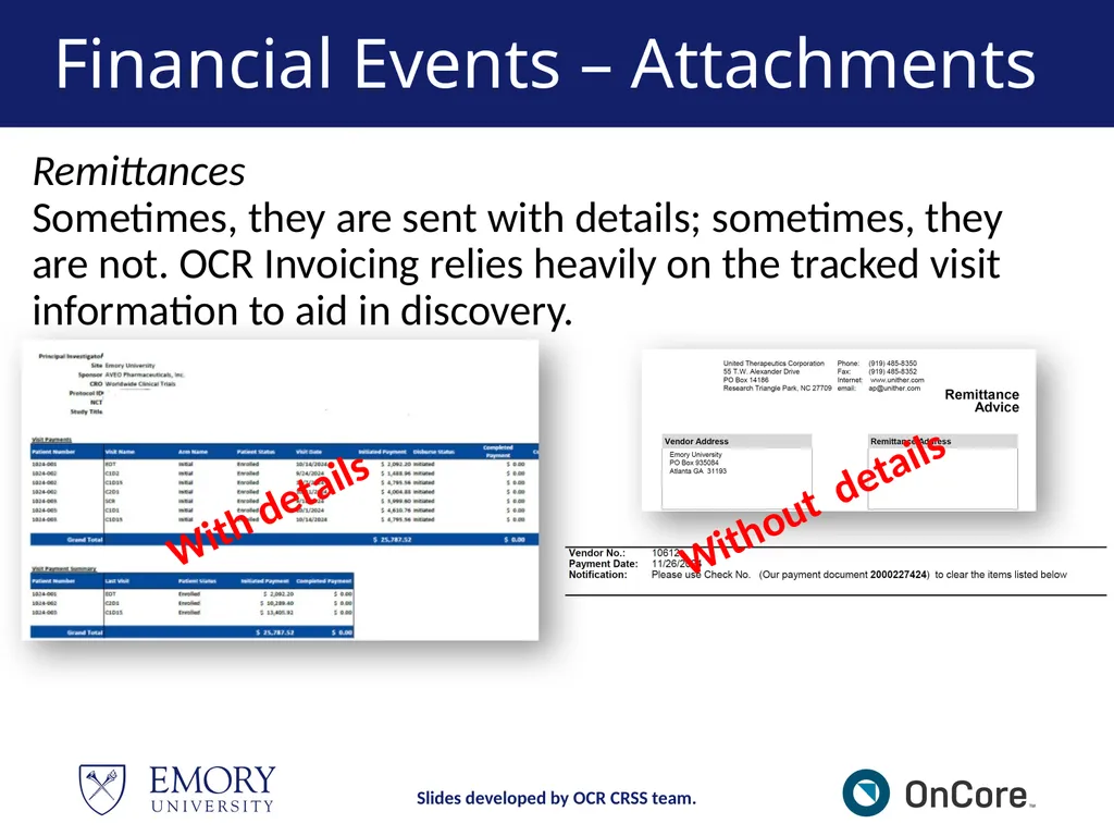 Emory OnCore OnCore New User Training Version 1, - slide 81 of 94