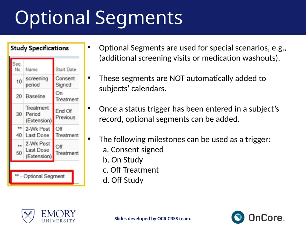 Emory OnCore OnCore New User Training Version 1, - slide 45 of 94