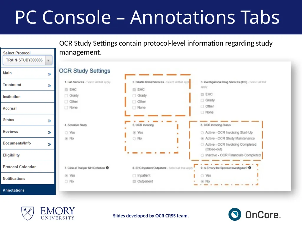 Emory OnCore OnCore New User Training Version 1, - slide 36 of 94