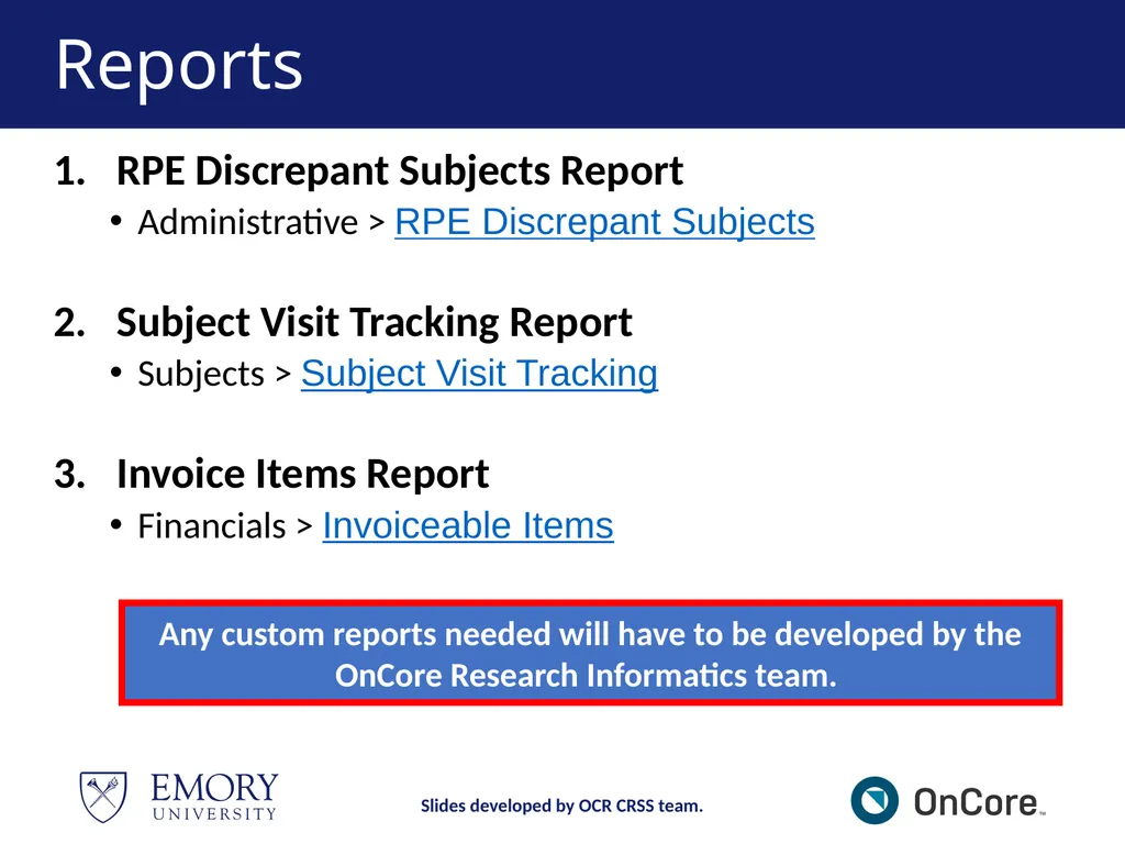 Emory OnCore OnCore New User Training Version 1, - slide 88 of 94