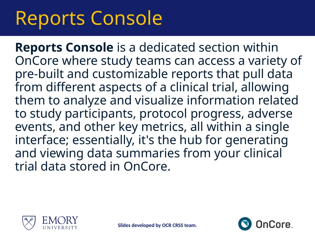 Emory OnCore OnCore New User Training Version 1, - slide 87 of 94