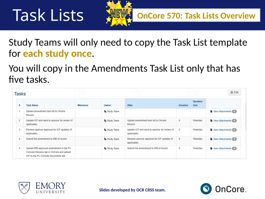 Emory OnCore OnCore New User Training Version 1, - slide 23 of 94