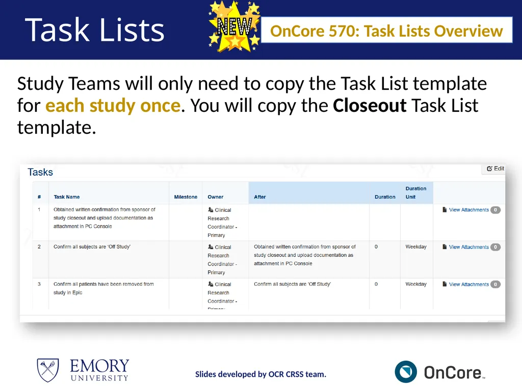 Emory OnCore OnCore New User Training Version 1, - slide 85 of 94