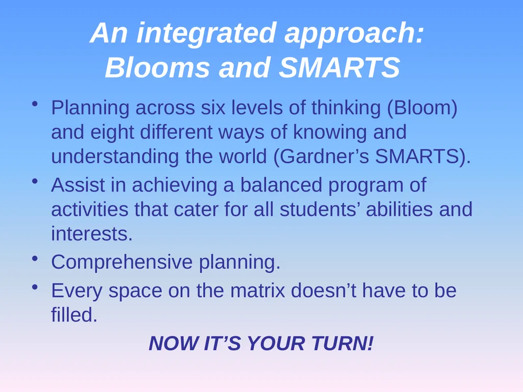Presented by Denise Tarlinton Bloom's Revised - slide 52 of 58