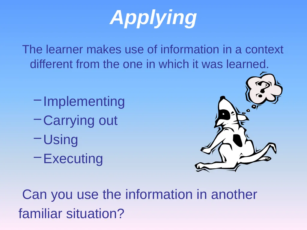 Presented by Denise Tarlinton Bloom's Revised - slide 20 of 58
