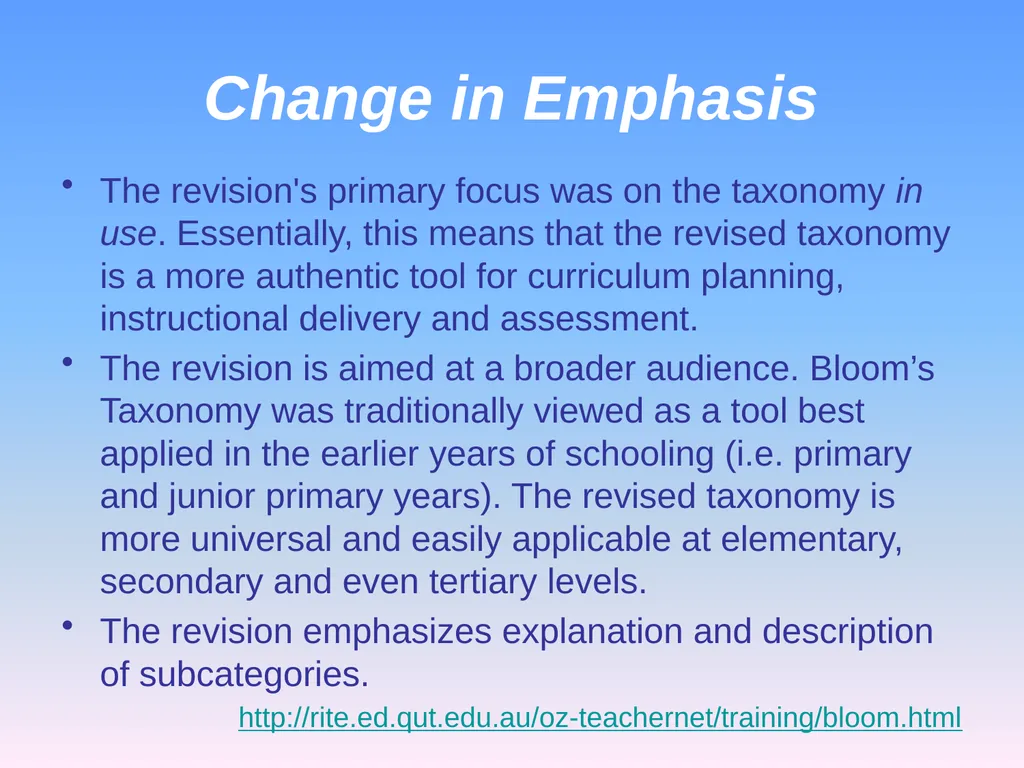 Presented by Denise Tarlinton Bloom's Revised - slide 9 of 58