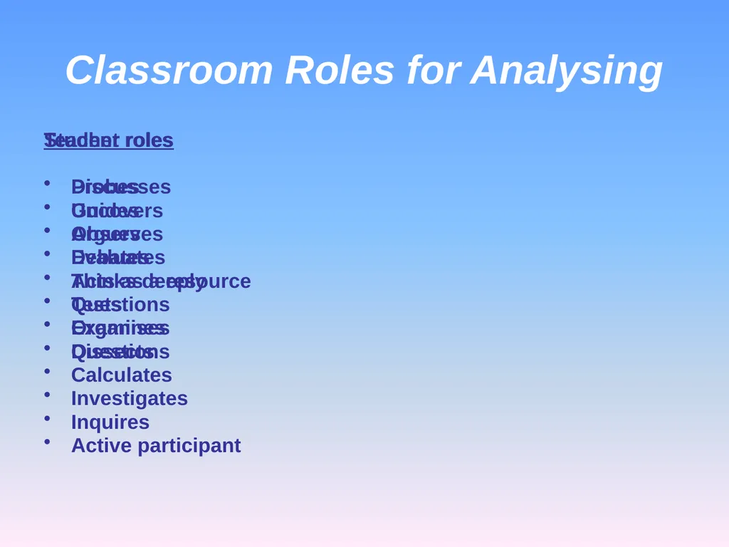 Presented by Denise Tarlinton Bloom's Revised - slide 26 of 58