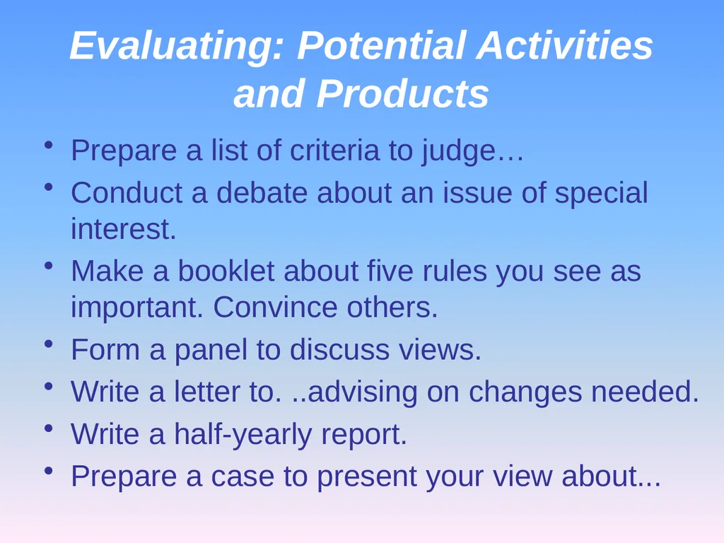 Presented by Denise Tarlinton Bloom's Revised - slide 31 of 58