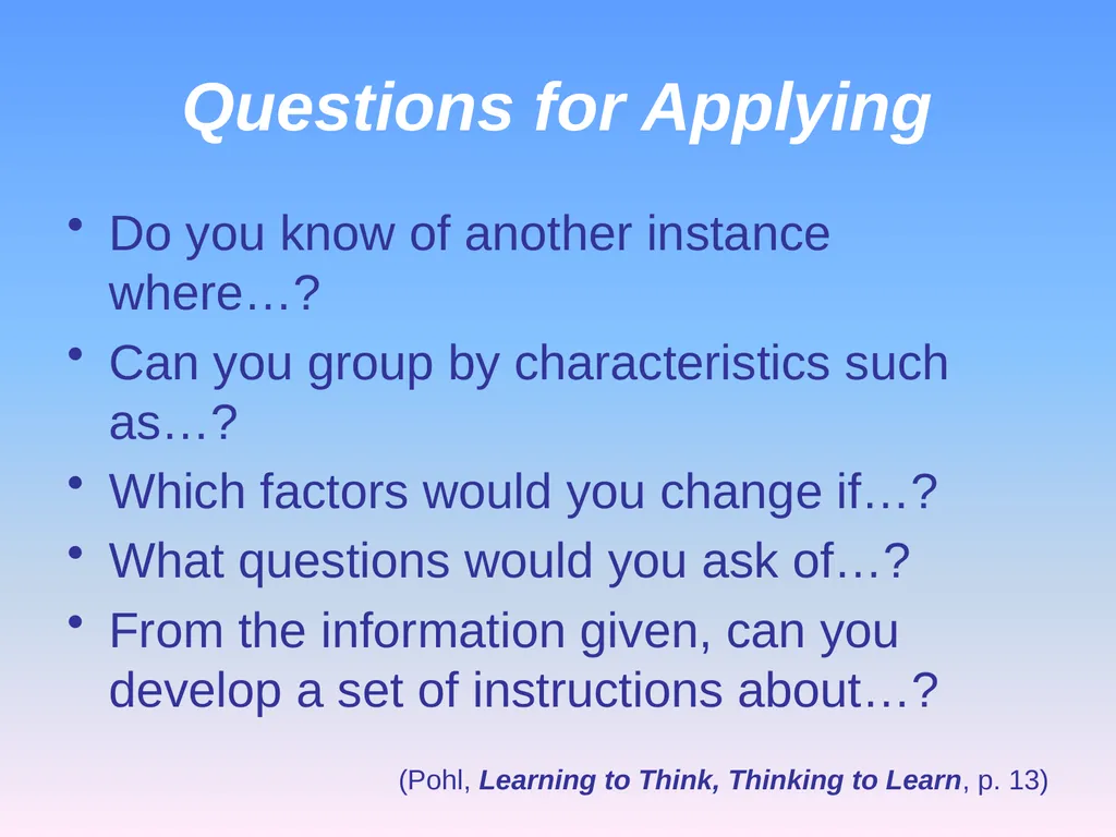 Presented by Denise Tarlinton Bloom's Revised - slide 45 of 58