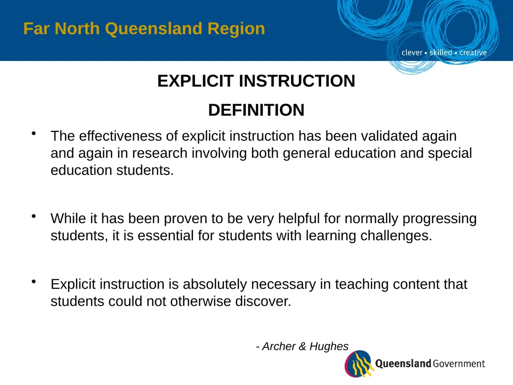 Far North Queensland Region EXPLICIT INSTRUCTION - slide 3 of 30