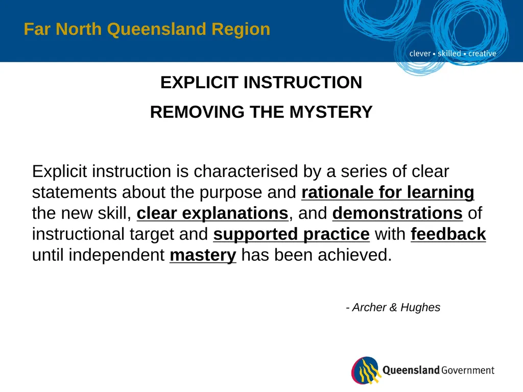 Far North Queensland Region EXPLICIT INSTRUCTION - slide 4 of 30