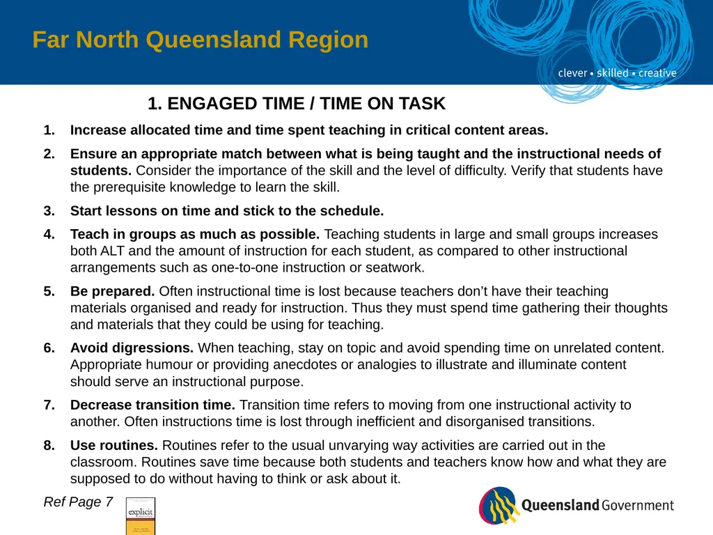 Far North Queensland Region EXPLICIT INSTRUCTION - slide 9 of 30