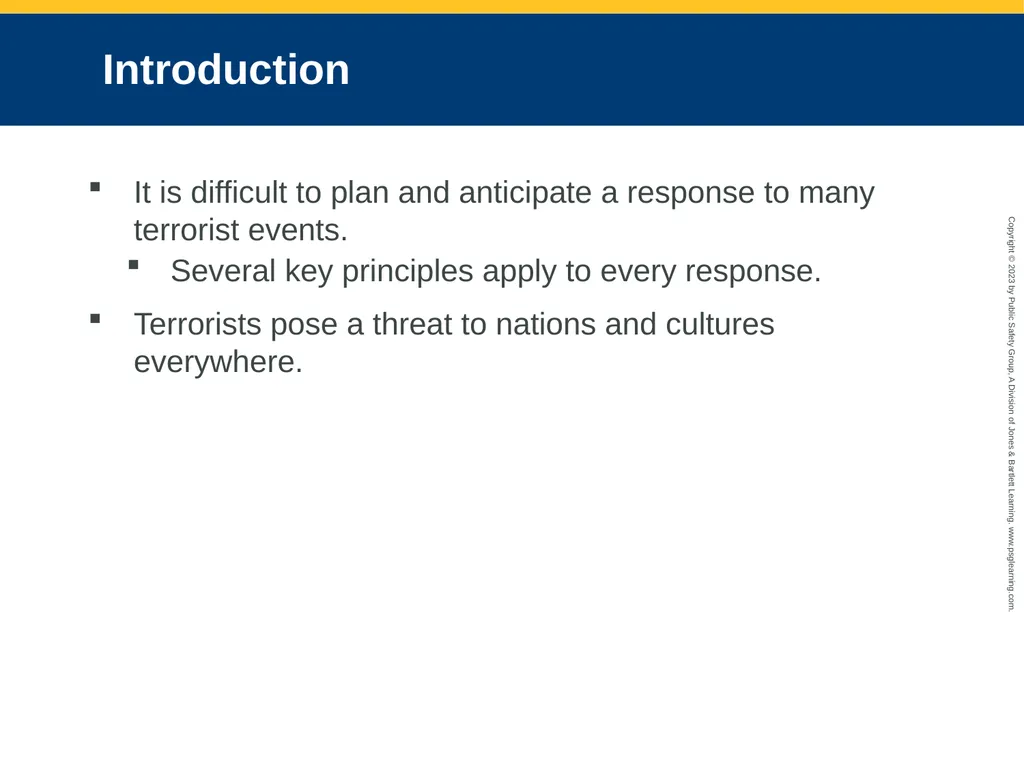 Terrorism Response and Disaster Management CHAPTER - slide 3 of 58