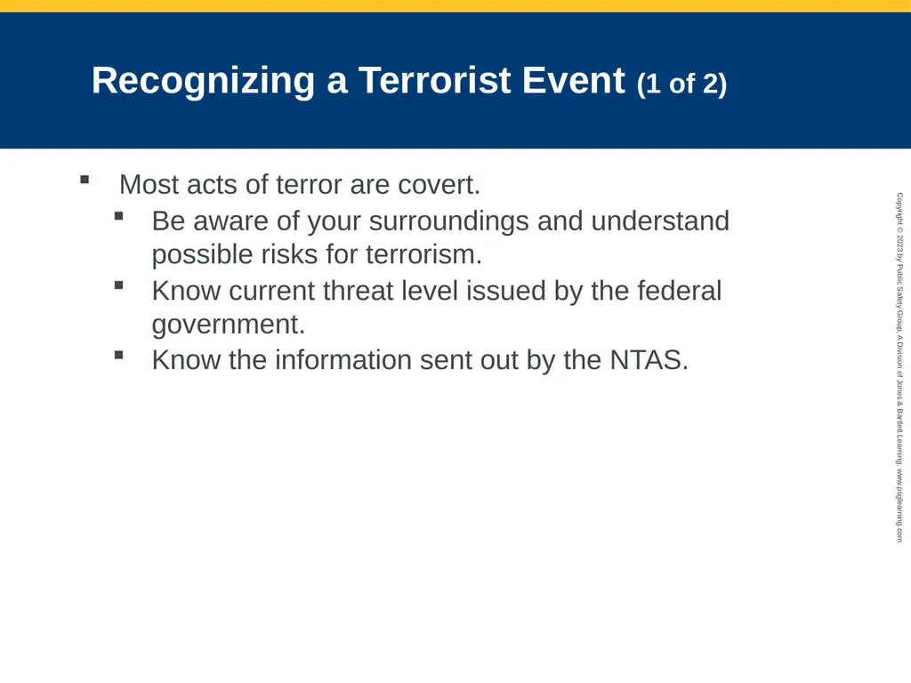 Terrorism Response and Disaster Management CHAPTER - slide 12 of 58