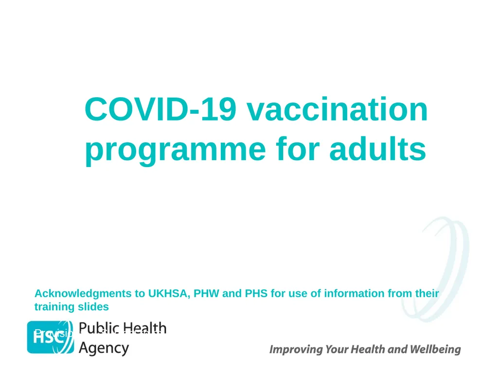 COVID-19 vaccination programme for adults - slide 1 of 83