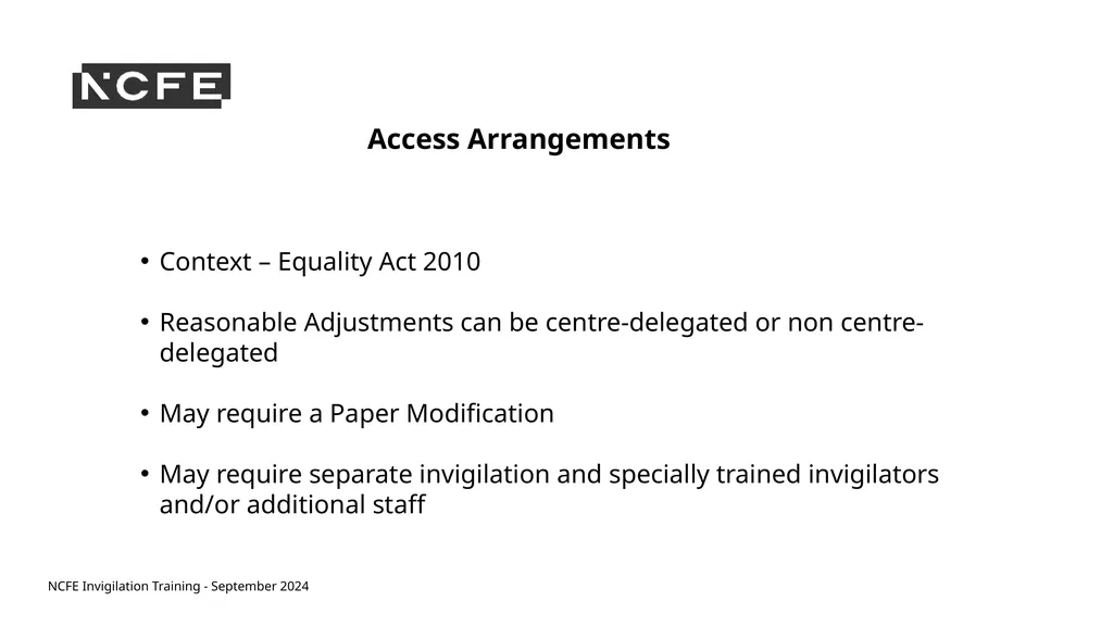 NCFE Invigilation Training - September 2024 NCFE - slide 10 of 62